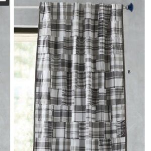 Pottery Barn Kids Gray Madras Plaid Curtains